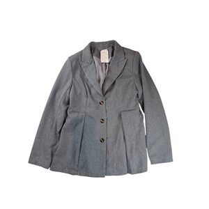 Made With Love Grey Herringbone Pleated Peplum Blazer Jacket Womens Size M NEW